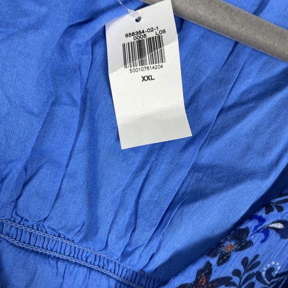 Old Navy Blue Floral Smocked Waist Babydoll Blouse Womens XXL‎ Peasant Top Boho - Picture 8 of 12